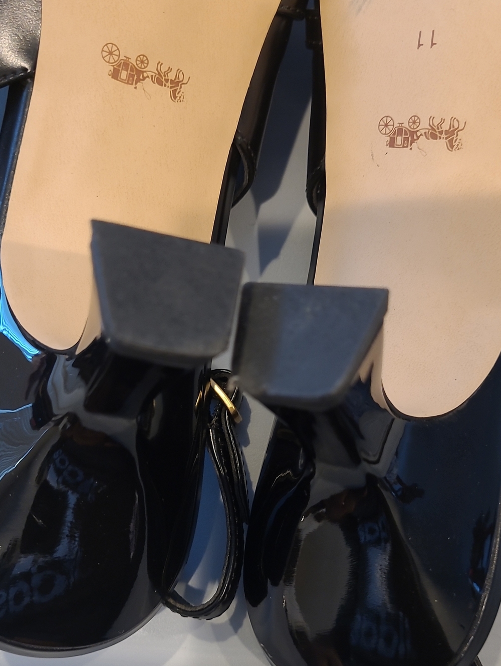 Coach Black Rowyn Classic Black Slingback Kitten Heels Size 11 - Picture 9 of 9